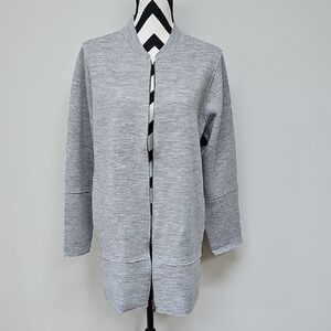 Eileen Fisher Zip Front Knit Wool Bomber Jacket Heather Gray Size Small New
